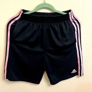 Adidas Black Shorts with Pink Accents